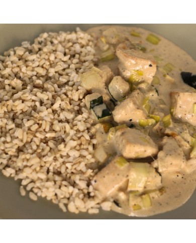 Fit XL - POLLO EN SALSA DE CALABACÍN Y PUERRO CON ARROZ INTEGRAL