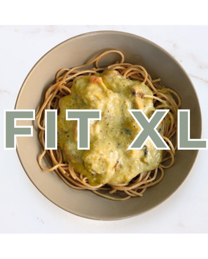 Fit XL - ESPAGUETIS INTEGRALES CON POLLO EN SALSA DE PUERRO