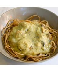 Fit XL - ESPAGUETIS INTEGRALES CON POLLO EN SALSA DE PUERRO