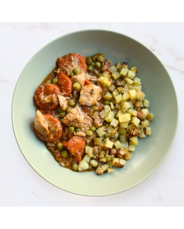 ESCALDUMS EN SALSA CON PATATA ASADA