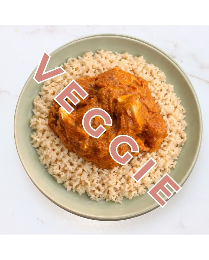 veggie TOFU EN SALSA DE CEBOLLA CON ARROZ INTEGRAL