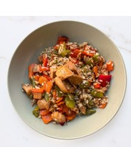 ARROZ INTEGRAL CREMOSO CON POLLO THAI