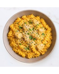 FUSILIS INTEGRALES EN SALSA DE CALABAZA CON POLLO