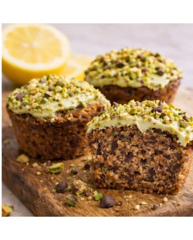 Muffin de matcha, pistacho y limón