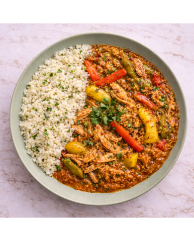 keto GUISO DE TINGA DE POLLO CON COLIRROZ