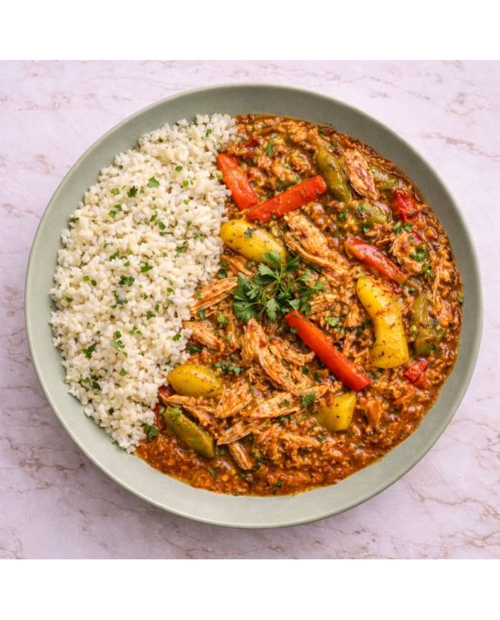 keto GUISO DE TINGA DE POLLO CON COLIRROZ