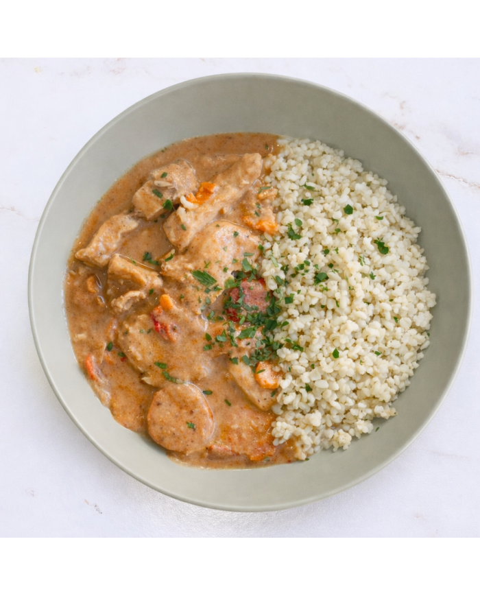 keto CURRY ROJO DE POLLO CON COLIRROZ