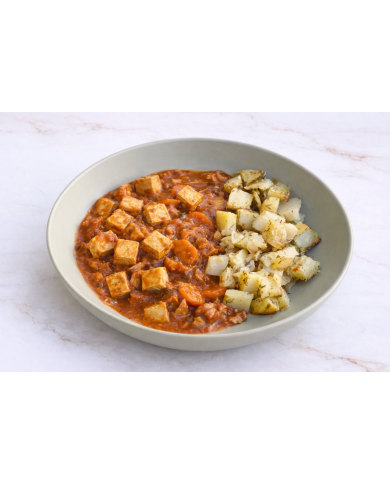 veggie TOFU EN SALSA DE TOMATE CON PATATAS ASADAS