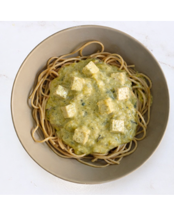 veggie ESPAGUETIS INTEGRALES CON TOFU EN SALSA DE PUERRO