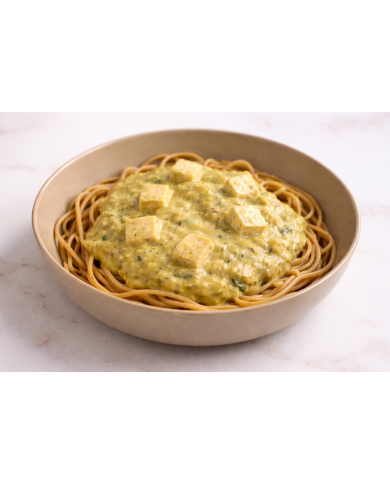 veggie ESPAGUETIS INTEGRALES CON TOFU EN SALSA DE PUERRO