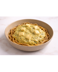 veggie ESPAGUETIS INTEGRALES CON TOFU EN SALSA DE PUERRO