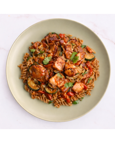 keto SALMÓN TERIYAKI CON VERDURAS Y PASTA DE LENTEJAS