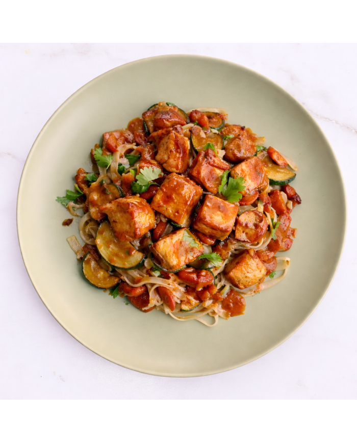 veggie TOFU TERIYAKI CON NOODLES DE ARROZ