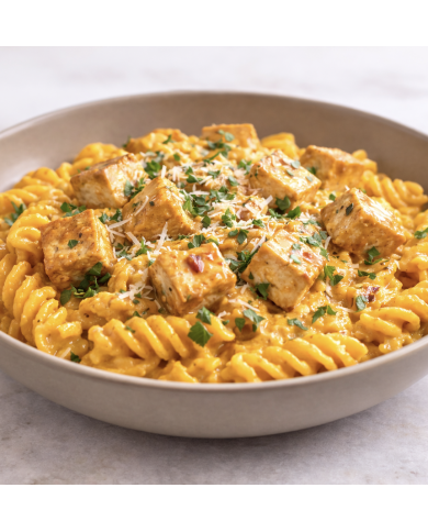 veggie FUSILIS INTEGRALES EN SALSA DE CALABAZA CON TOFU