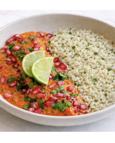 keto SALMÓN AL CURRY CON COLIARROZ
