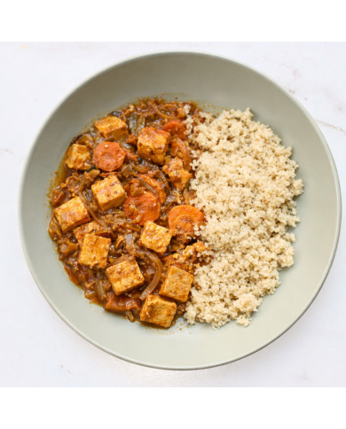 veggie TAJINE DE TOFU ESPECIADO CON COUS COUS