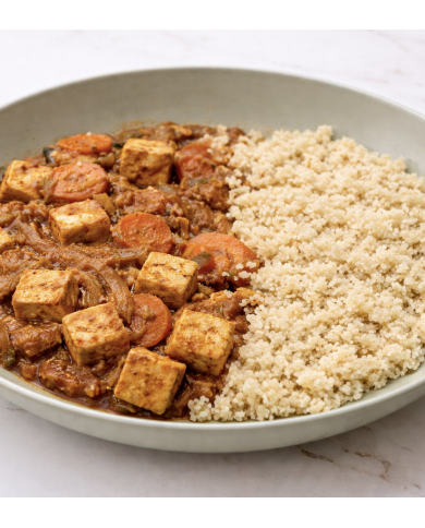 veggie TAJINE DE TOFU ESPECIADO CON COUS COUS