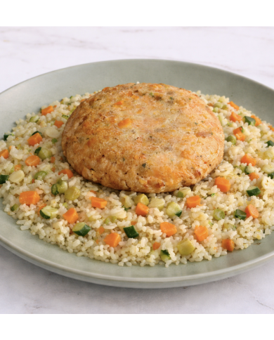 Fit XL - HAMBURGUESA DE SALMÓN CON ARROZ CREMOSO
