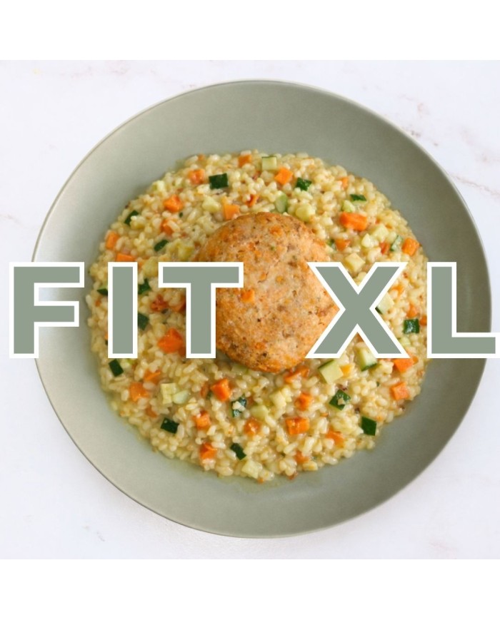Fit XL - HAMBURGUESA DE SALMÓN CON ARROZ CREMOSO