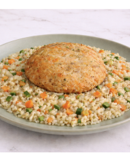 keto HAMBURGUESA DE SALMÓN CON COLIARROZ CREMOSO