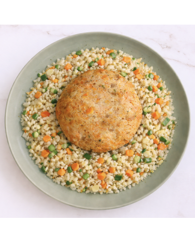 keto HAMBURGUESA DE SALMÓN CON COLIARROZ CREMOSO