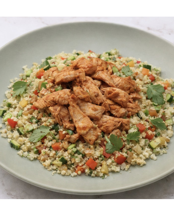 keto POLLO THAI CON TABULÉ DE COLIRROZ