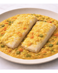 keto MERLUZA EN SALSA DE MOSTAZA CON VERDURITAS