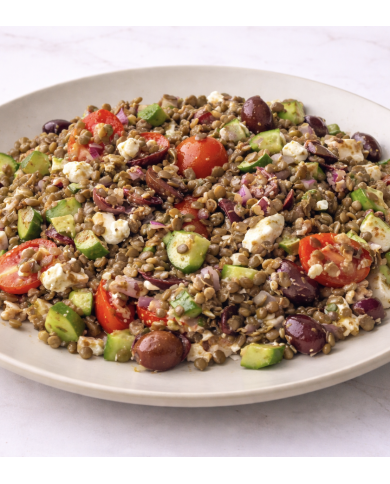 ENSALADA GRIEGA DE LENTEJAS Y ARROZ INTEGRAL