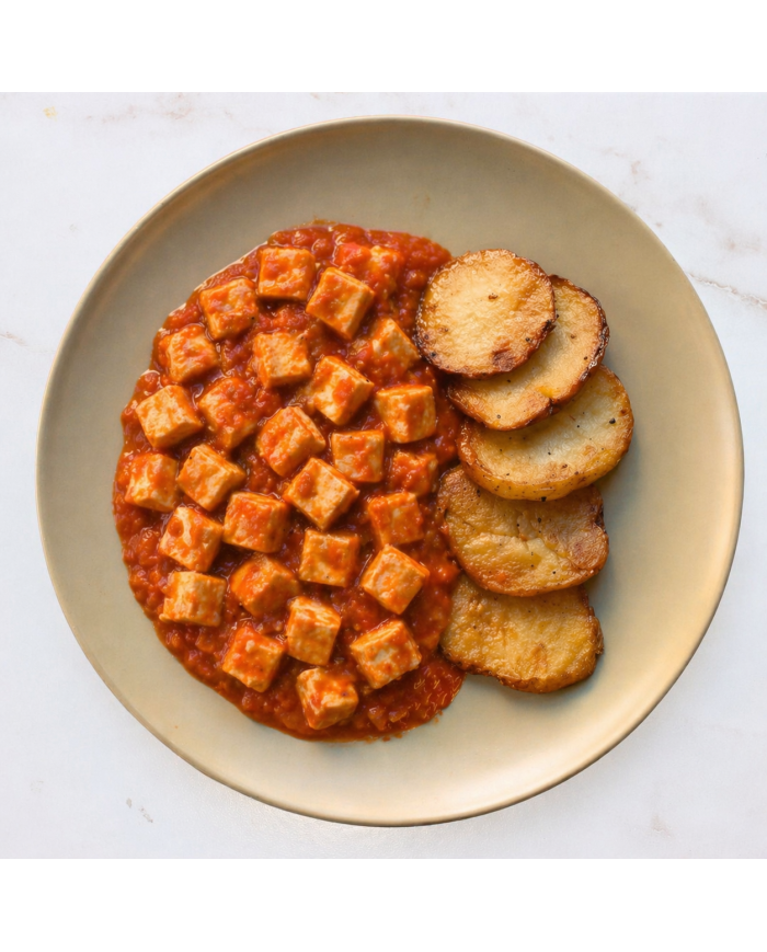 veggie TOFU EN SALSA DE TOMATE CON PATATAS