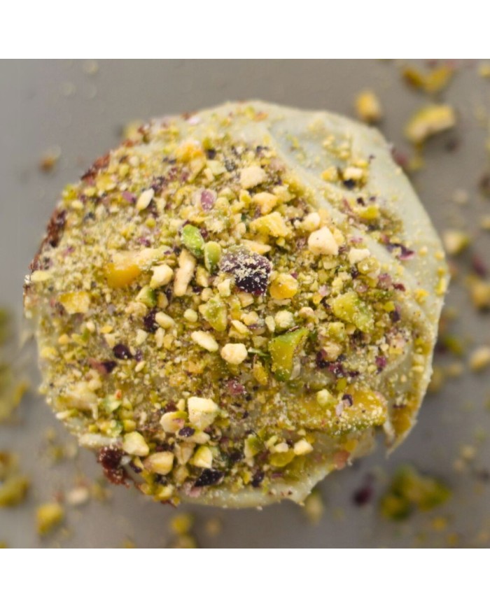 Muffin de matcha, pistacho y limón