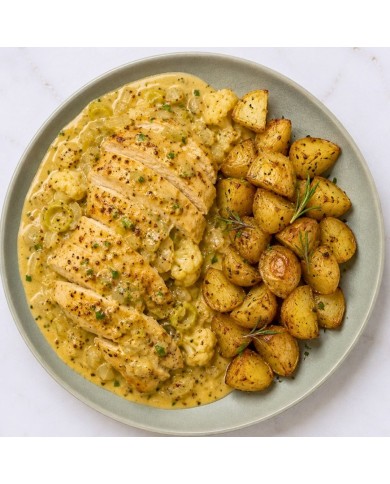 PECHUGAS EN SALSA DE MOSTAZA CON PATATAS