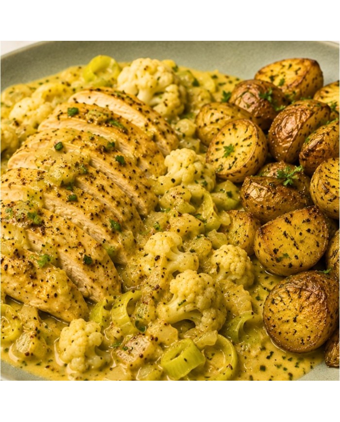 PECHUGAS EN SALSA DE MOSTAZA CON PATATAS