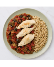 CONTRAMUSLO CON PISTO Y ARROZ INTEGRAL