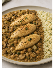 keto PECHUGAS STROGONOF CON COLIARROZ