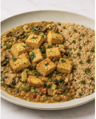 veggie TOFU STROGONOF CON ARROZ INTEGRAL