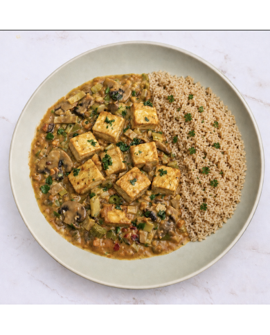veggie TOFU STROGONOF CON ARROZ INTEGRAL