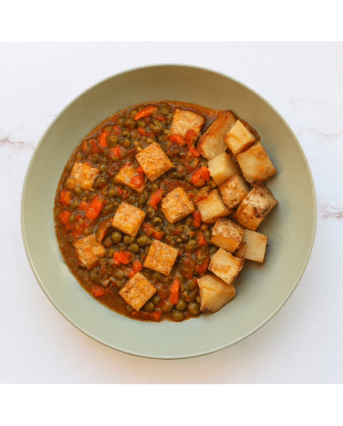 veggie ESCALDUMS DE TOFU CON PATATAS