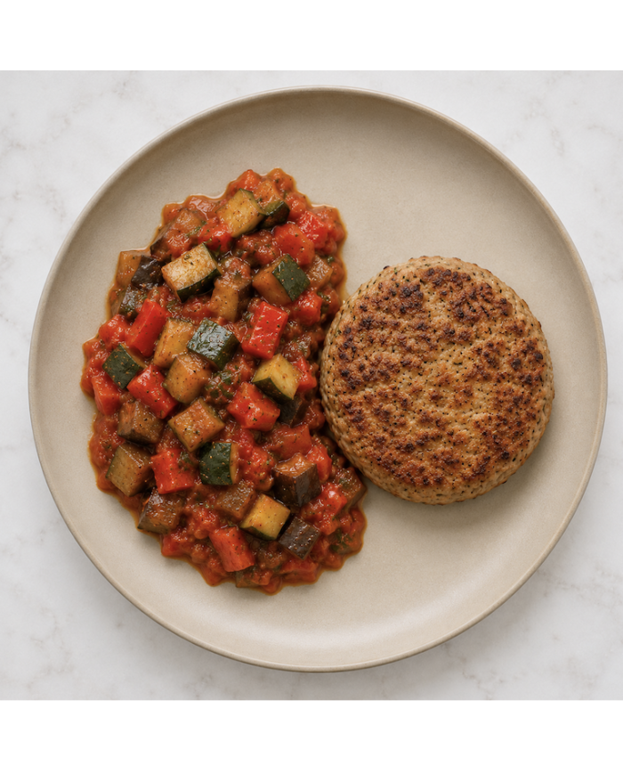 keto HAMBURGUESA DE ATÚN CON PISTO
