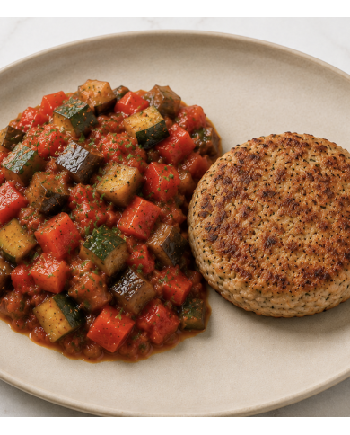 keto HAMBURGUESA DE ATÚN CON PISTO