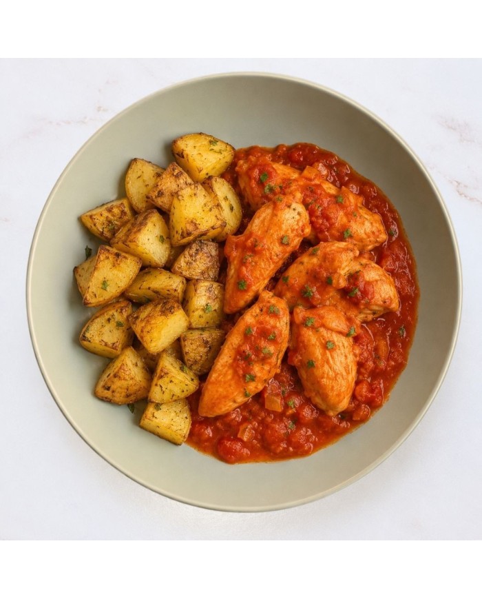 PECHUGAS EN SALSA DE TOMATE CON PATATAS
