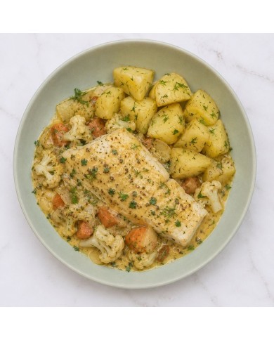 CARBONERO EN SALSA DE MOSTAZA CON PATATAS