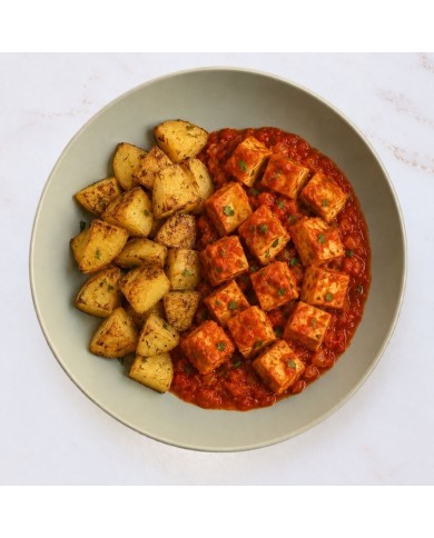 veggie TOFU EN SALSA DE CEBOLLA Y PATATAS