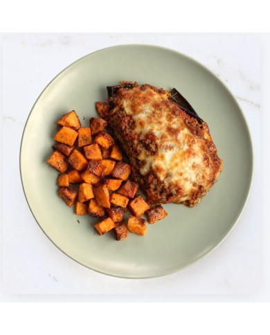 veggie BERENJENA RELLENA DE SOJA CON BONIATO ASADO