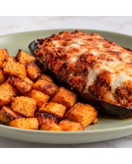 veggie BERENJENA RELLENA DE SOJA TEXTURIZADA CON BONIATO