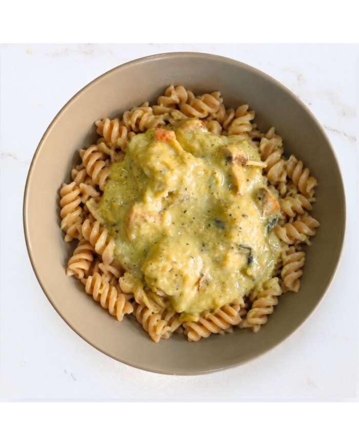 FUSILIS INTEGRALES CON POLLO EN SALSA DE PUERRO