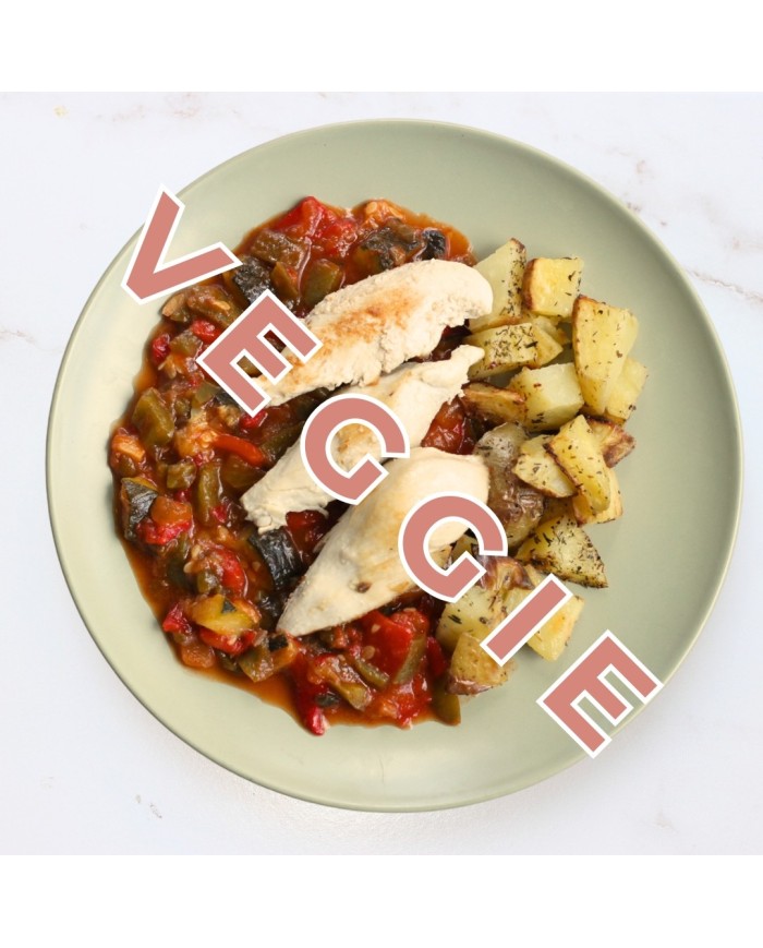 veggie TOFU CON PISTO CASERO Y PATATAS ASADAS