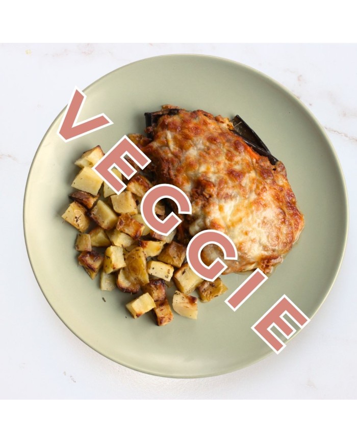 veggie BERENJENA RELLENA DE SOJA TEXTURIZADA PATATA ASADA