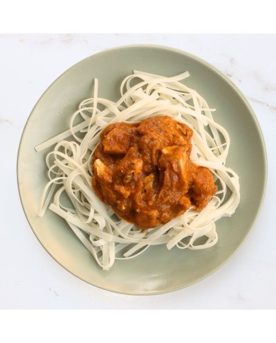 NOODLES DE ARROZ CON PECHUGAS EN SALSA DE CEBOLLA