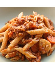 RAGÚ DE LENTEJAS CON PENNE INTEGRAL