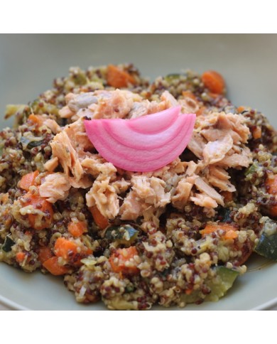 SALMÓN A LA NARANJA CON QUISOTTO DE VERDURAS